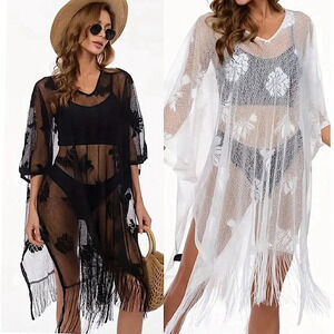 Floral Mesh fringe Coverups